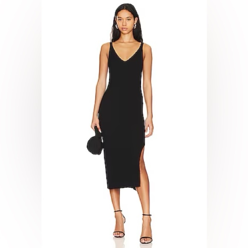 Rails Shelby Ribbed MIDI Dress in Black Size XL